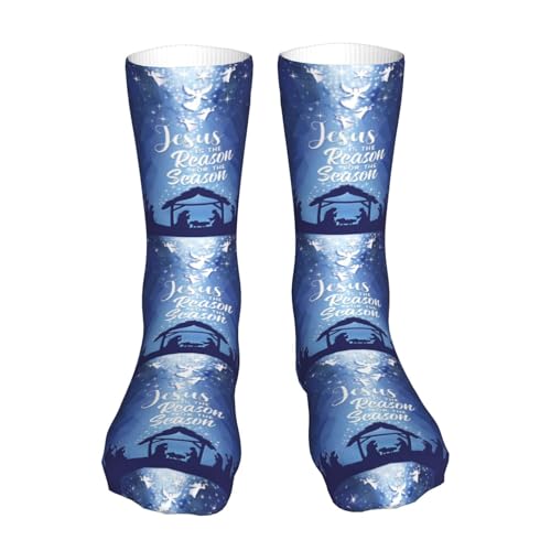Happy New Year 2024 Unisex Sports Socks - Winter Casual Dress Fashion Socks - color: Jesus is the Reason for the Christmas Season-1