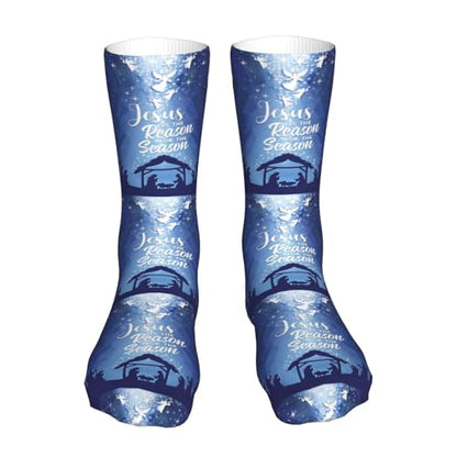 Happy New Year 2024 Unisex Sports Socks - Winter Casual Dress Fashion Socks - color: Jesus is the Reason for the Christmas Season-1