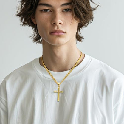 Cross Necklace for Men Gold Cross Necklace for Men - size: 20in