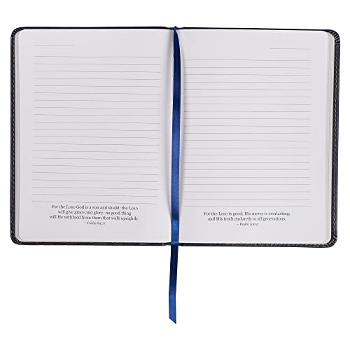 Christian Art Gifts Classic Handy-sized Journal Wings Like Eagles Isaiah 40:11 Bible Verse Inspirational Scripture Notebook w/Ribbon, Faux Leather Flexcover 240 Ruled Pages, Navy Blue