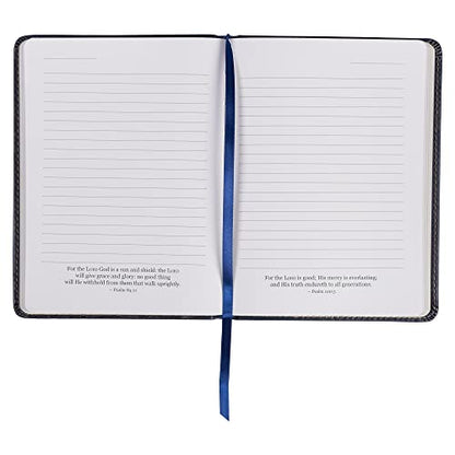 Christian Art Gifts Classic Handy-sized Journal Wings Like Eagles Isaiah 40:11 Bible Verse Inspirational Scripture Notebook w/Ribbon, Faux Leather Flexcover 240 Ruled Pages, Navy Blue