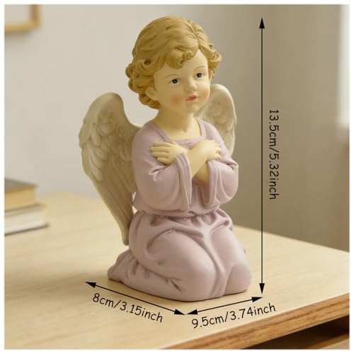 Short Hair Kneeling Angel Figurine, 5.3 Inch Resin Praying Angel Decor - style: 5.3'' Cross hands angel kneeling