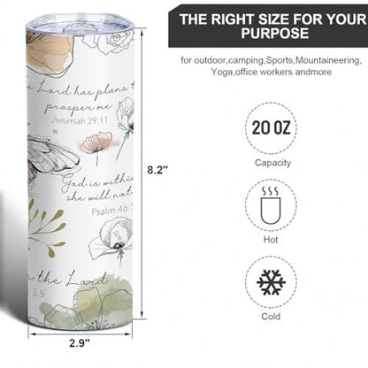 TUMBTU Christian Bible Verse Skinny Tumbler,Religious Tumbler for Women - color: White