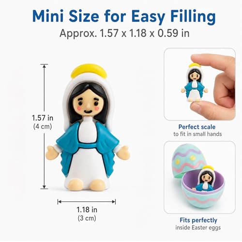 30 PCS Mini Virgin Mary Figurines, Small Religious Statues for Easter Egg Fillers, Baptism Gifts, Sunday School, Holiday Collectibles - color: Style1