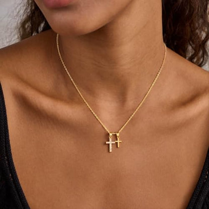 Cross Necklace for Women 14k Gold/Silver Plated Dainty Pendant Necklaces Trendy Jewelry Non Tarnish Hypoallergenic Waterproof Lightweight Gift for Women - style: gold cross necklace