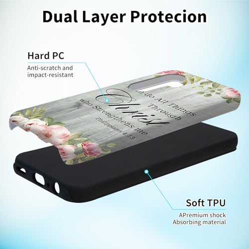 for Samsung Galaxy S25 5G Phone Case with Screen Protector Bible Verse Philippians 4-13 Design Women Men Hybrid Dual Layer Hard PC Shell Soft TPU Silicone Wireless Charging Shockproof Protective Cover - color: Bible Verse Philippians 4-13, size: Galaxy S2