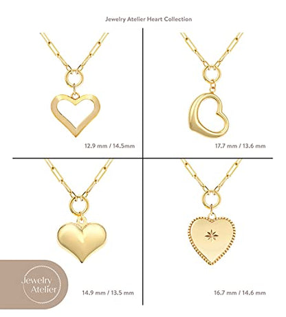 Jewelry Atelier Gold Filled Pendant Necklace Collection - 14K Yellow Gold Filled Pendant Necklace with Solid Clip Chain for Women (Different Sizes and Styles with Extension/Adjustable Chain) - style: Classic