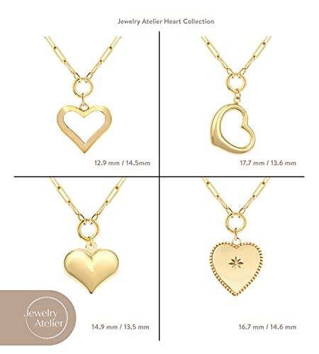 Jewelry Atelier Gold Filled Pendant Necklace Collection - 14K Yellow Gold Filled Pendant Necklace with Solid Clip Chain for Women (Different Sizes and Styles with Extension/Adjustable Chain) - style: Tilted
