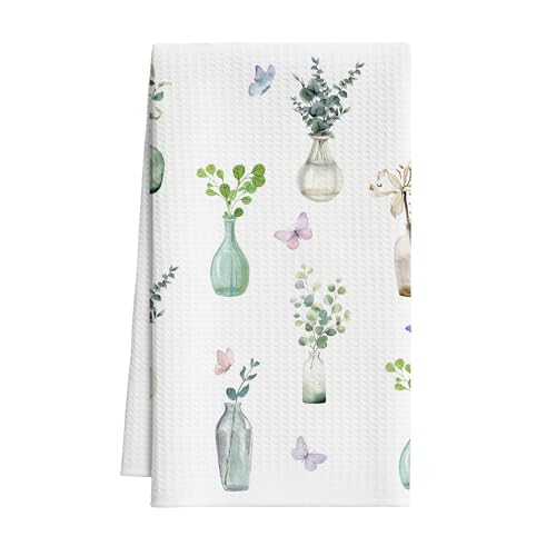 Green Plant Bottle Kitchen Towels, Gardening Plant Lovers Dish Towel For Bathroom, Eucalyptus Butterfly Decorative Hand Towels, Sage Green Leaves Fast Drying Tea Towel, Spring Gifts Home Decor-S26 - color: Green Plant Bottle