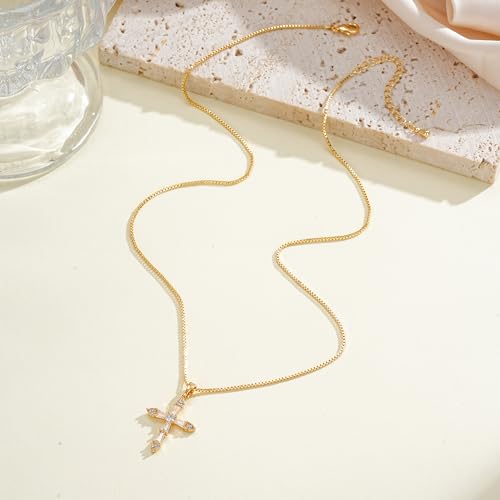 Gold Cross Necklace for Women, Dainty Small Cross Pendant - color: Necklace05