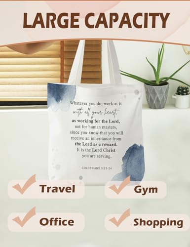 Bible Bags for Women, Christian Tote Bag, Gifts for Christian Women - color: Colossians 3:23-24