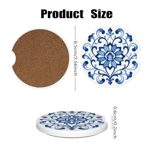 Ceramic Car Cup Coasters 2PCS - Porcelain - color: Porcelain