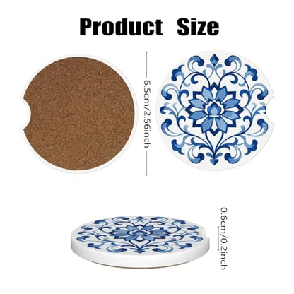 Ceramic Car Cup Coasters 2PCS - Porcelain - color: Porcelain