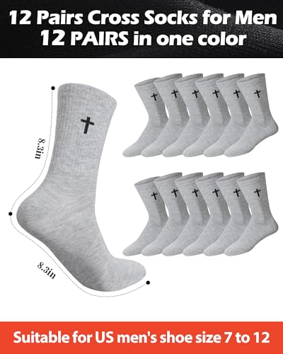 Shihanee 12 Pairs Cross Socks Men Crew - color: Light Gray