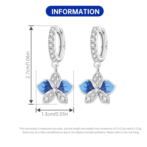 925 Sterling Silver Drop & Dangle Earrings for Women,Butterfly Dragonfly and Bee|Flower and leaf Earrings, Suitable for Sensitive Ears Fashion Jewelry Gift- Hypoallergenic Earrings - color: Butterfly Orchid
