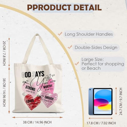 God Says You are Christian Canvas Tote Bags for Women, Inspirational Christian Gifts for Women - color: God Says You Are