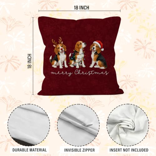 Merry Christmas Beagle Throw Pillow Covers 18x18 Home Decor - color: Beagle
