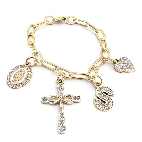 Cross Steering Wheel Charm Initial Letter S Car Jewelry Interior Decor - color: Initial S
