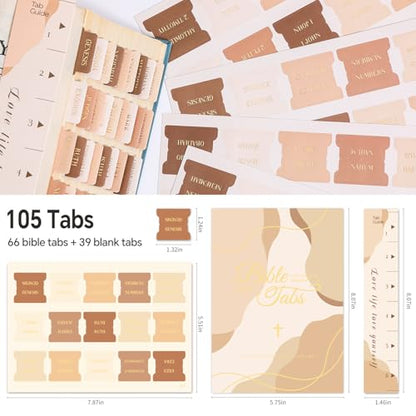 Laminated Bible Tabs for Women Men, Brown, Gold Foil Embossed Lettering - style: Gold Foil Morandi Brown