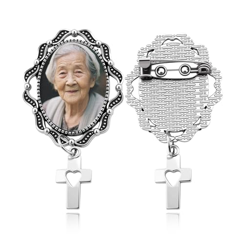 Wedding Double Picture Frame Brooch for Bride Grooms Boutonniece Pin for Wedding Bouquet - color: Color J