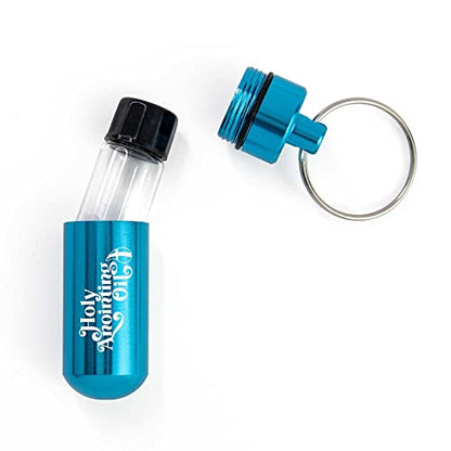 Logos Trading Post Anointing Oil Bottle with Aqua Keychain Container - color: Aqua