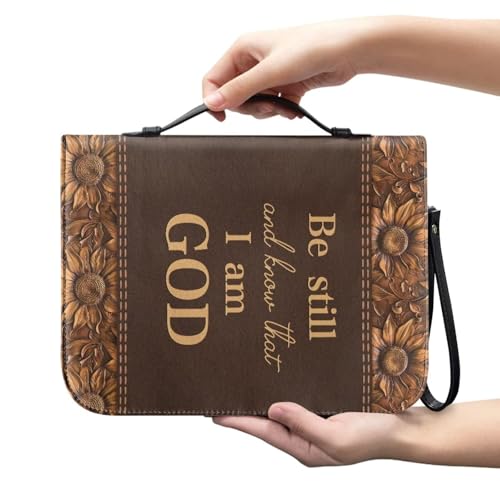 Bible Case for Women Men Large Size Bible Cover Case Book Sleeve Scripture Study Bible Carrier Bag,Size L-2XL - color: Brown Letters, size: Large