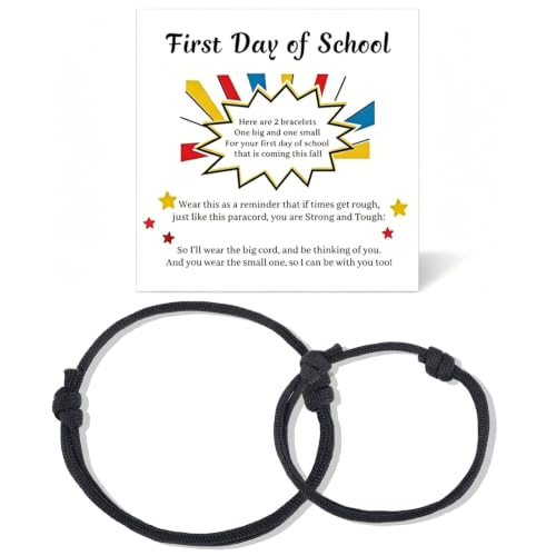 First Day of School Bracelets, Back to School Bracelets Mommy and Me - color: 2PCS Black
