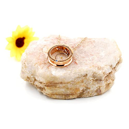 Uloveido Christian Circle Round Ring Necklace Engraved Faith As Small As A Mustard Seed Can Move Mountains Y958 - style: Blue CZ-round-rose gold