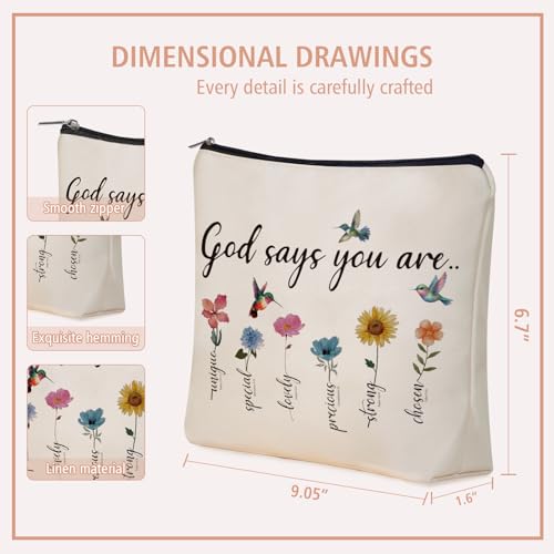 Christian Gifts for Women Girls, God Says You Are Bible Verse Makeup Bags. - style: God
