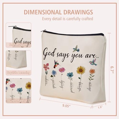 Christian Gifts for Women Girls, God Says You Are Bible Verse Makeup Bags. - style: God