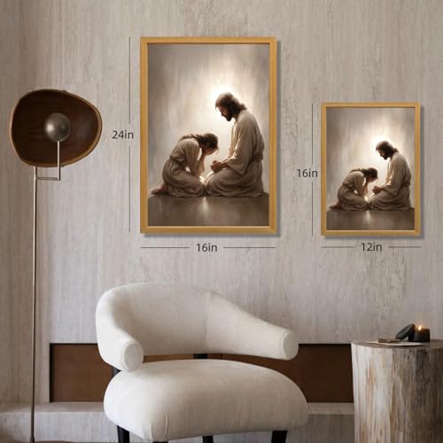 FASWQ Wood Framed Jesus Comforting Woman Christian Wall Art 12x16 in - color: JesusConfession(Wood), size: 16"L x 12"W