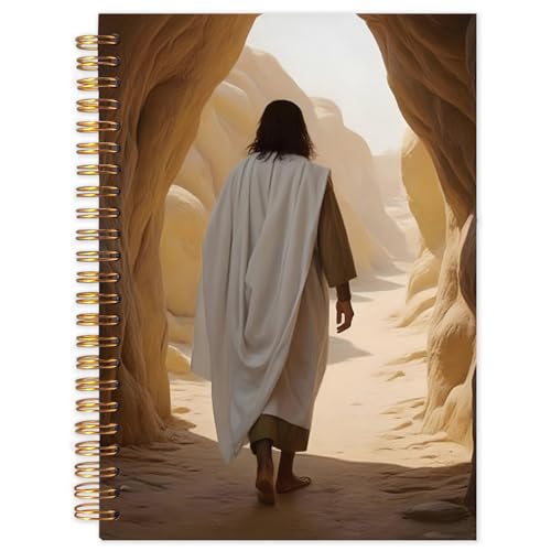 WUCHJ Jesus Christ Spiral Notebook, Church Notes Notebook, I Will Walk With Christ LDS, Jesus Notebooks for School Supplies, Home & Office, Spiral Bound 5.5x8.3 - color: Jesus back view