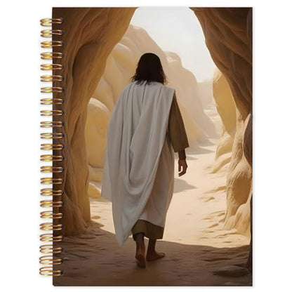 WUCHJ Jesus Christ Spiral Notebook, Church Notes Notebook, I Will Walk With Christ LDS, Jesus Notebooks for School Supplies, Home & Office, Spiral Bound 5.5x8.3 - color: Jesus back view
