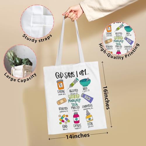 VICBOU Bible Verse Canvas Tote Bag, Inspirational Religious Christian Gifts for Women Men Canvas Tote Reusable Grocery Bags - color: Godsays03