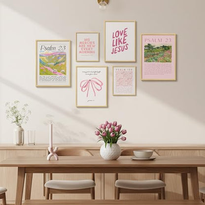 Framed Pink Christian Bible Verse Canvas Wall Art for Living Room, Set of 6 - color: Pink, size: 11"Wx14"H x 2Pcs 12"Wx16"H x 2Pcs 8"Wx10"H x 2Pcs