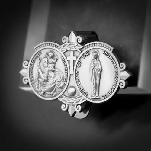 St Christopher Medal for Car Saint Christopher Our Lady Visor Clip Accessories Bless Driving Safety Religious Gift for Parent, Family, Friend, Driver (1)