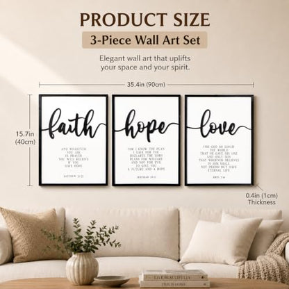 Zzbakress 3D Wood Faith Hope Love Framed Wall Art Large Christian Wall Art - color: Black-Vivid