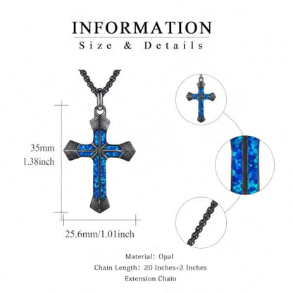 Cross Necklace for Men 925 Sterling Silver Cross Ebony Wooden Ankh Raven Praying Hands Crucifix Amulet Religious Jewelry Gifts for Men Women - color: Cross7