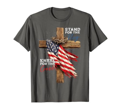 USA Flag Religious 4th of July Christian Faith Men Women T-Shirt - color: Asphalt Grey, size: 3X-Large