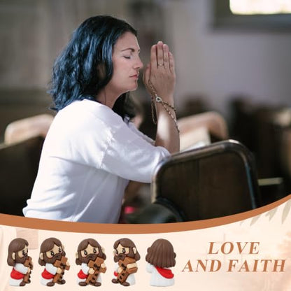 Junkin 40 Sets 1.57 Inch Little Jesus Figures Religious Christian Gifts - style: Give It All to God