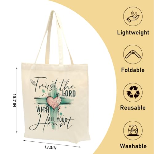 Faith Canvas Tote Bag, Christian Gifts for Women Girls Mom Sister Inspirational Bible Verse Birthday Christmas - color: Faith 807