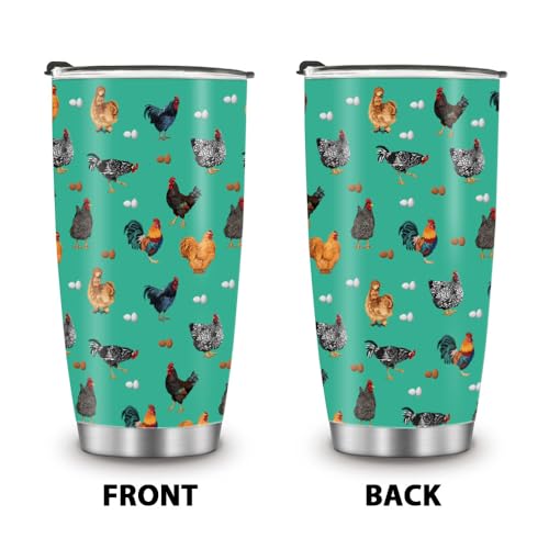 WIRESTER 20 OZ Stainless Steel Tumbler With Lid, Double Wall Vacuum Insulated Tumbler, Coffee Travel Mug Cup for Hot Cold Drinks - Chicken Pattern - color: Chicken Pattern