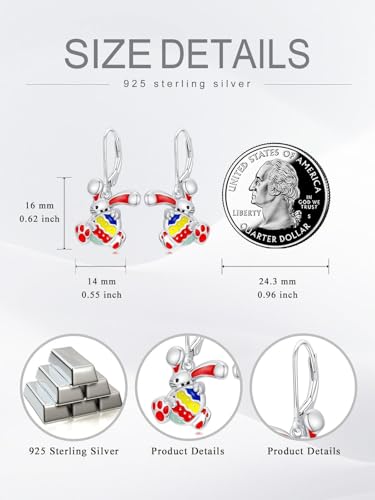 Dorunmo 925 Sterling Silver Dangle Drop Earrings for Women Holiday Earrings Hypoallergenic Halloween Christmas Jewelry Festival Gifts for Women - style: Easter-Bunny-08