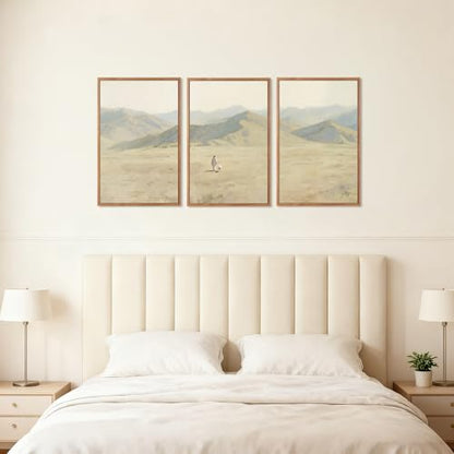 CHDITB 3 Pcs Jesus with Lamb Landscape Framed Canvas Wall Art 16x24 Inch - color: Jesus Leaves The 99 Parable of The Lost Sheep, size: 16"L x 24"W