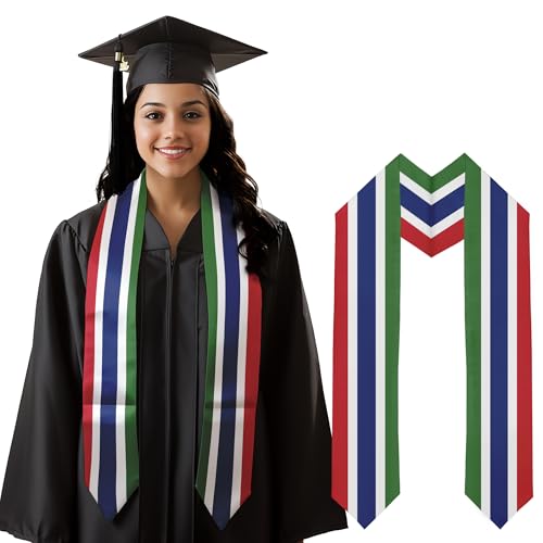 Graduation Satin Sash Scarf 72" Stole - color: Gambia Flag
