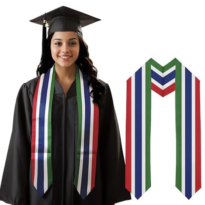 Graduation Satin Sash Scarf 72" Stole - color: Gambia Flag