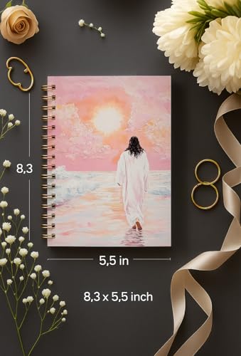 bitCNY Spiral Notebook 8.3 x 5.5 Inches, Jesus Walking on Water Painting Cover, Christian Art Journal, Lined Notebook for Devotion and Daily Writing - color: Jesus Walking on Water-3
