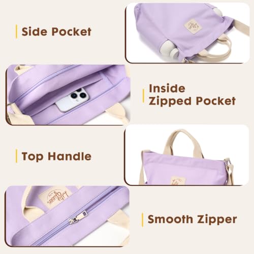 Lily queen Women Canvas Tote Handbags Casual Shoulder Work Bag Crossbody - color: Purple