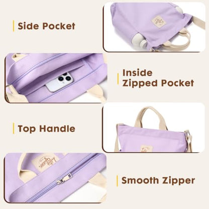 Lily queen Women Canvas Tote Handbags Casual Shoulder Work Bag Crossbody - color: Purple