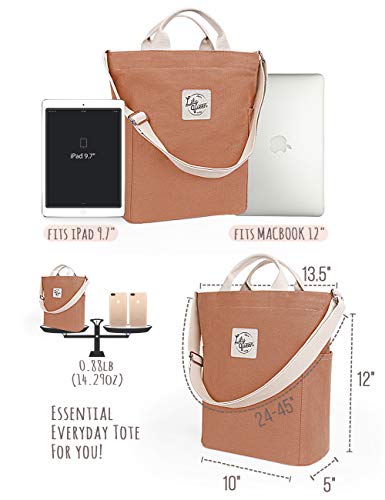 Lily queen Women Canvas Tote Handbags Casual Shoulder Work Bag Crossbody - color: Brown Sugar
